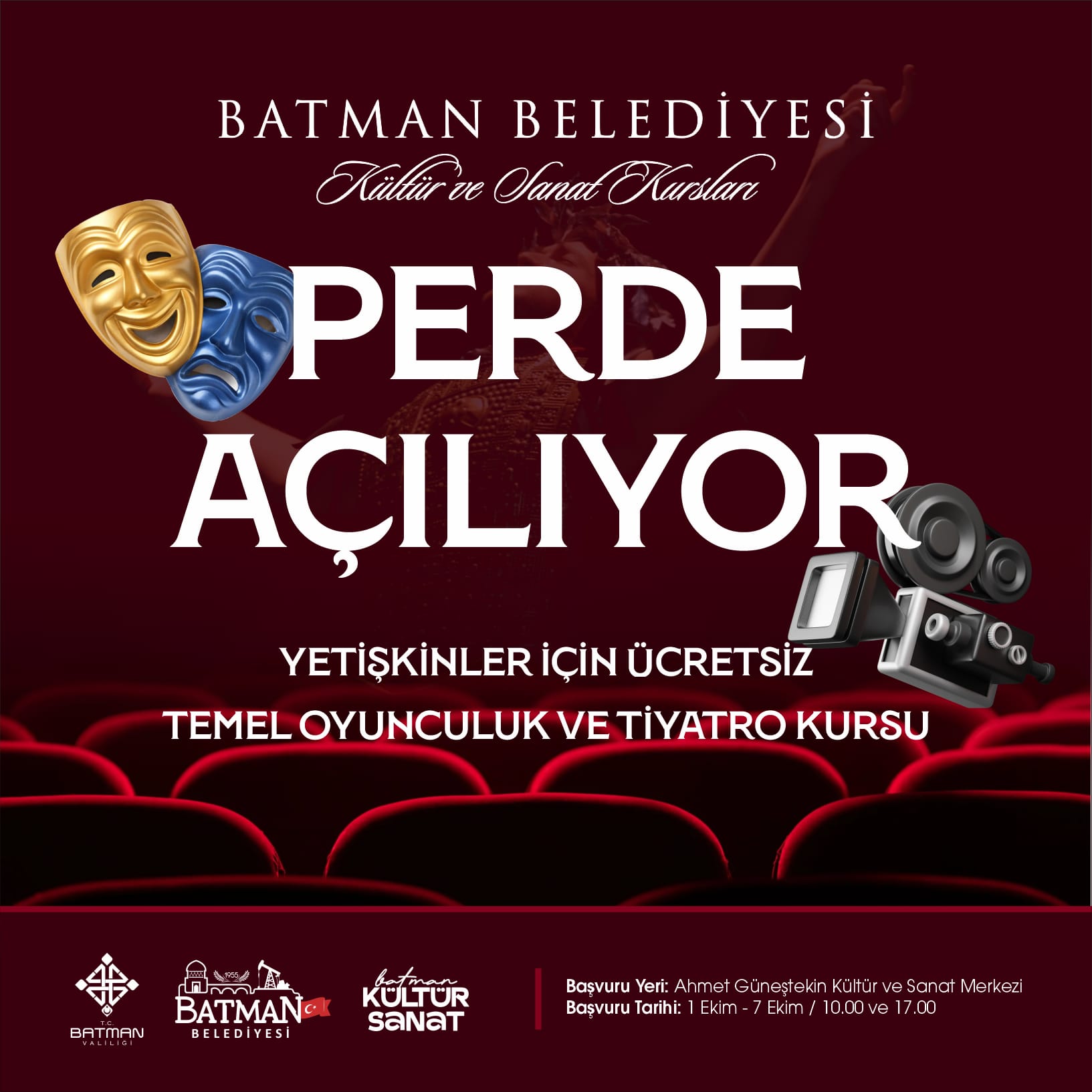  BATMAN’DA “PERDE AÇILIYOR”: SAHNE SANATLARI KURSLARINA BAŞVURULAR BAŞLADI
