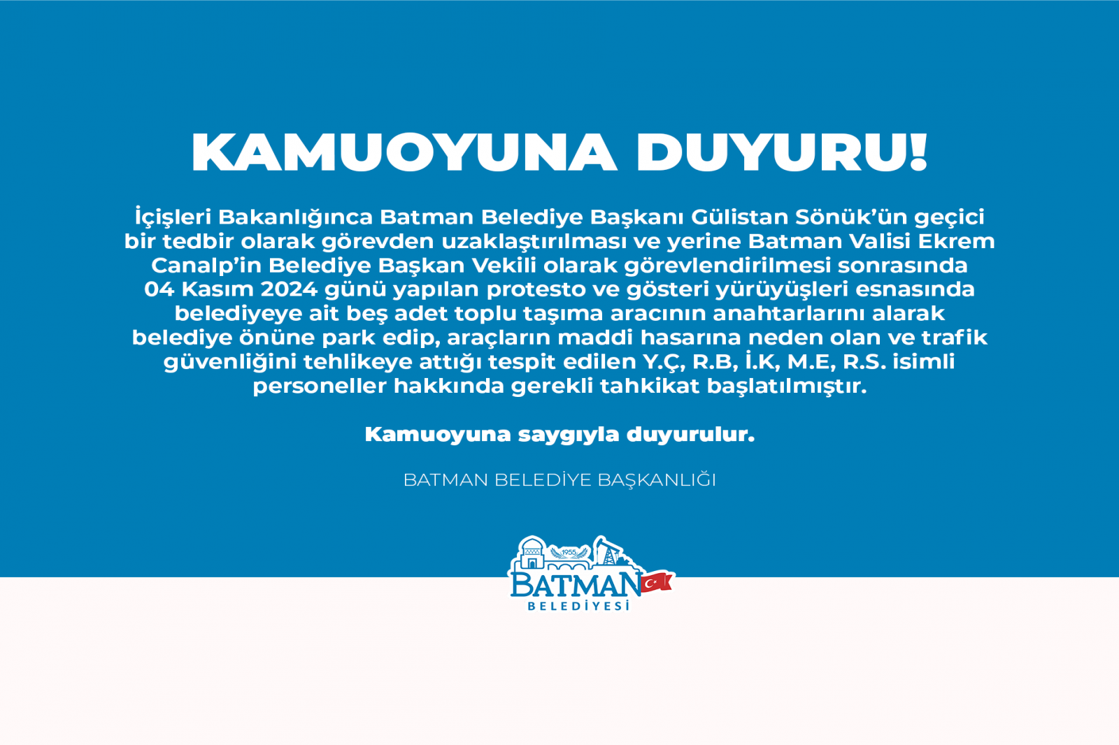 KAMUOYUNA DUYURU