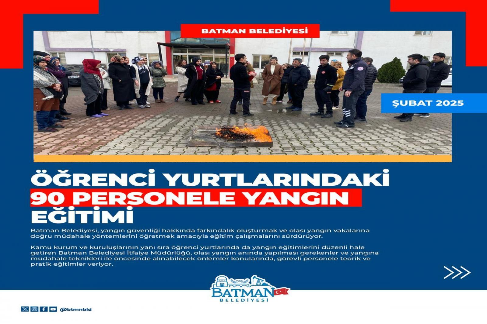 ÖĞRENCİ YURTLARINDAKİ 90 PERSONELE YANGIN EĞİTİMİ